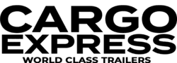 Black and white logo for Cargo Express, showing the brand name in bold uppercase letters with 'World Class Trailers' written below
